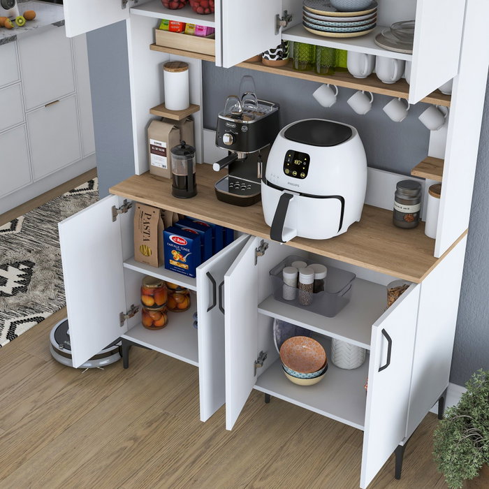 Hanah Home Armario Multiusos Nogal y Blanco JE176 - 3398